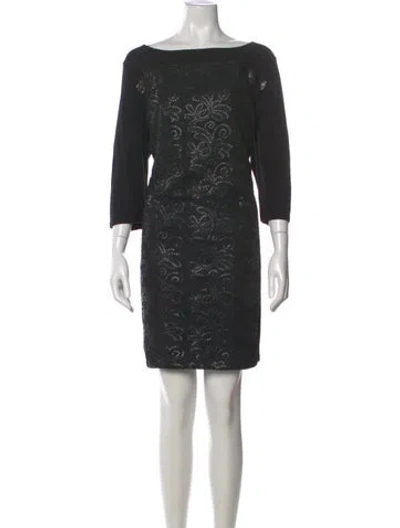Pre-owned Marina Rinaldi Lace Pattern Mini Dress In Black
