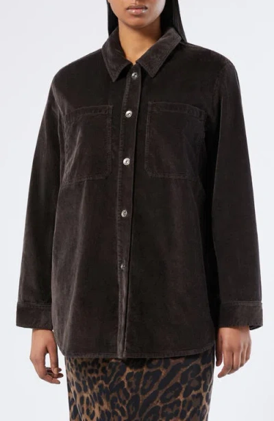 Marina Rinaldi Laude Cotton Blend Corduroy Shirt Jacket In Black