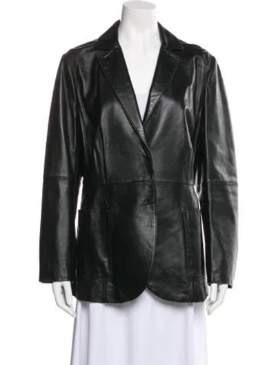 Pre-owned Marina Rinaldi Leather Blazer In Black