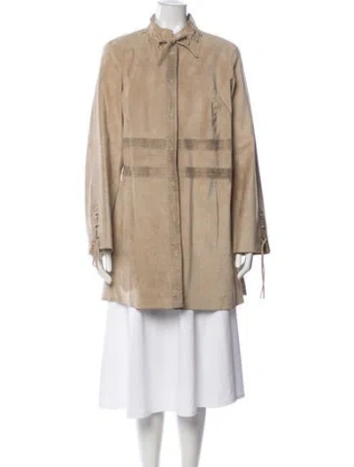 Pre-owned Marina Rinaldi Leather Coat In Brown
