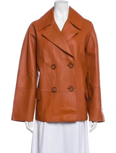 Pre-owned Marina Rinaldi Leather Evening Jacket W/ Tags In Brown