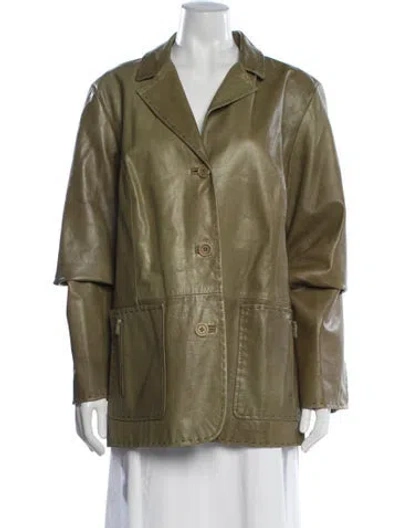 Pre-owned Marina Rinaldi Leather Jacket In Green