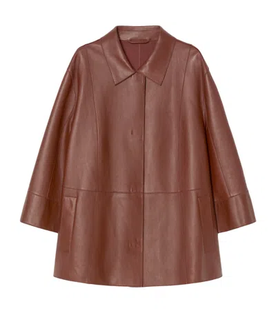 Marina Rinaldi Leather Jacket In Brown