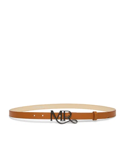 Marina Rinaldi Leather Logo Belt In Brown