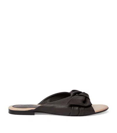 Marina Rinaldi Leather Nave Slides In Brown