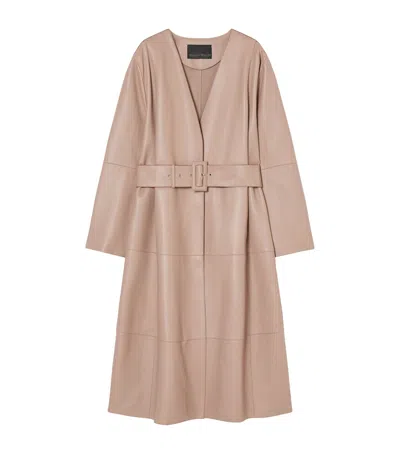 Marina Rinaldi Leather Nigella Trench Coat In Nude