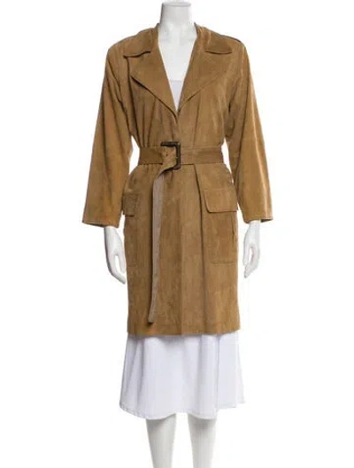 Pre-owned Marina Rinaldi Leather Trench Coat In Neutral