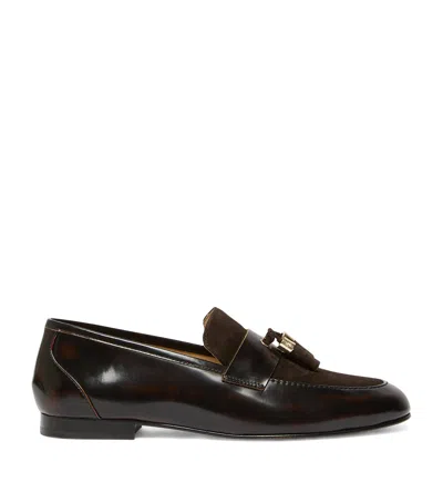Marina Rinaldi Leather-suede Moccasins In Brown