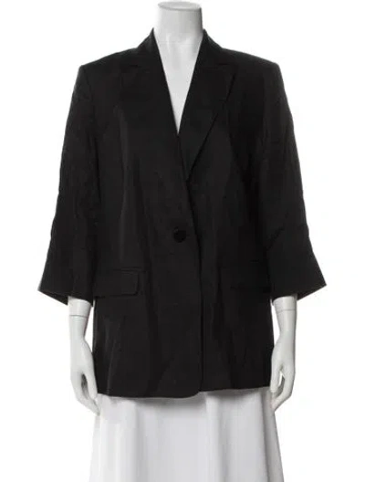 Pre-owned Marina Rinaldi Linen Blazer In Black