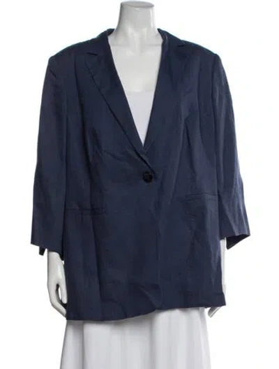 Pre-owned Marina Rinaldi Linen Blazer In Blue