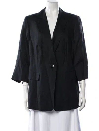 Pre-owned Marina Rinaldi Linen Blazer W/ Tags In Black