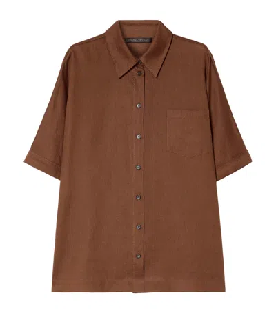Marina Rinaldi Linen Canvas Shirt In Brown