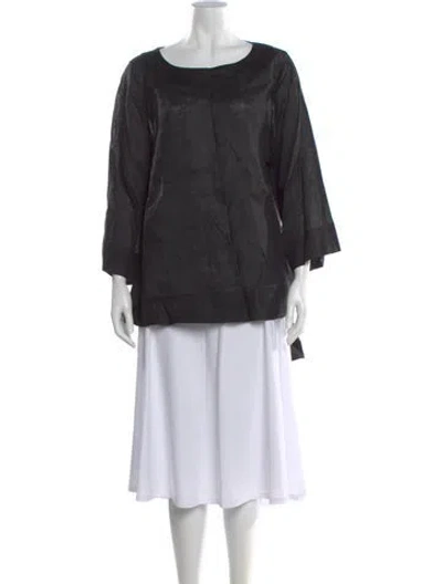 Pre-owned Marina Rinaldi Linen Crew Neck Top In Gray