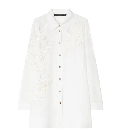 Marina Rinaldi Linen Embroidered Longline Shirt In White