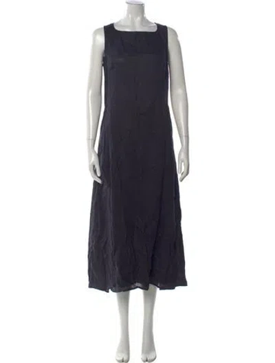 Pre-owned Marina Rinaldi Linen Long Dress In Blue