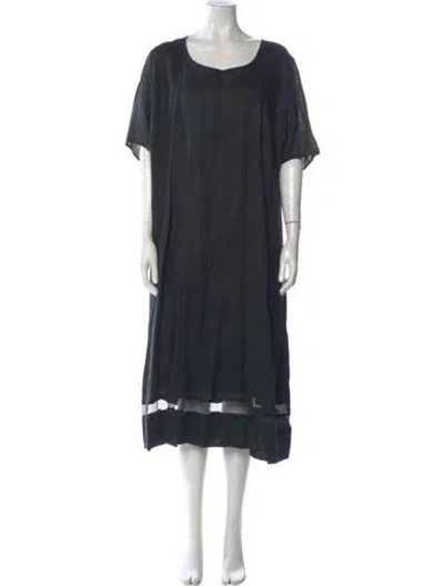 Pre-owned Marina Rinaldi Linen Long Dress In Gray