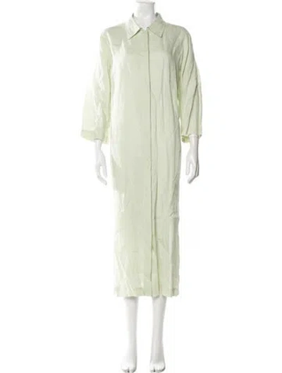 Pre-owned Marina Rinaldi Linen Long Dress In Green