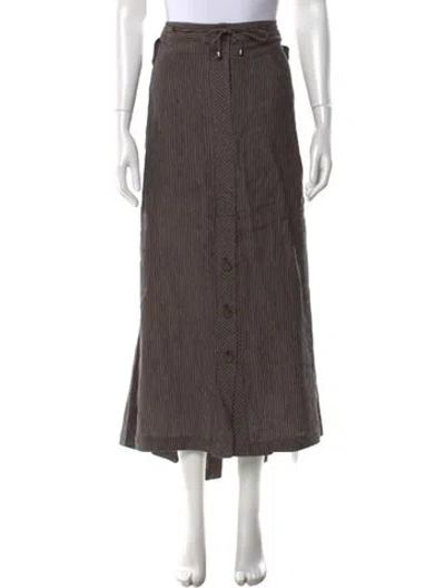 Pre-owned Marina Rinaldi Linen Long Skirt In Brown