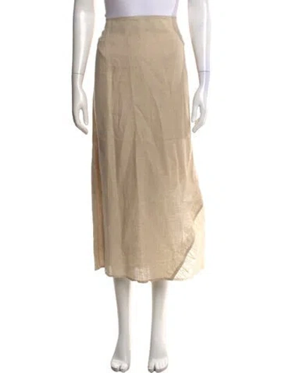 Pre-owned Marina Rinaldi Linen Long Skirt In Neutral