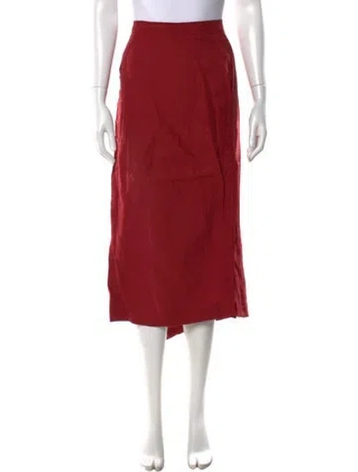 Pre-owned Marina Rinaldi Linen Long Skirt In Red