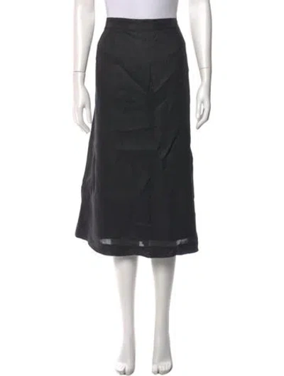 Pre-owned Marina Rinaldi Linen Midi Length Skirt In Black