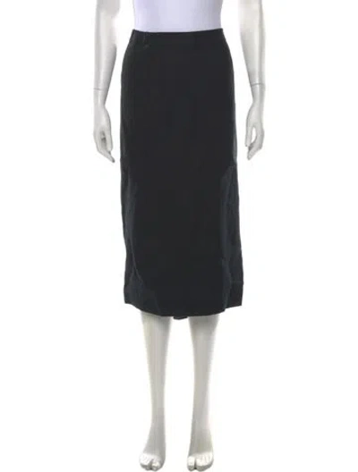 Pre-owned Marina Rinaldi Linen Midi Length Skirt In Blue