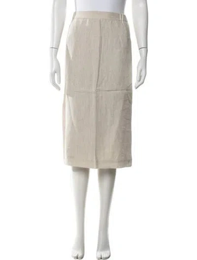 Pre-owned Marina Rinaldi Linen Midi Length Skirt In Neutral