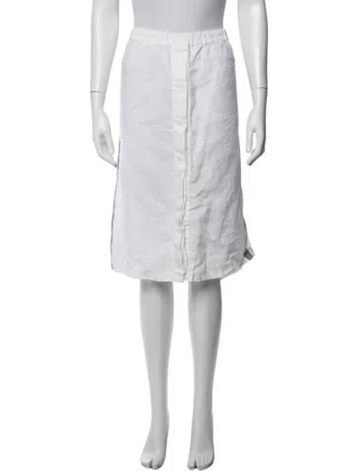 Pre-owned Marina Rinaldi Linen Midi Length Skirt In White