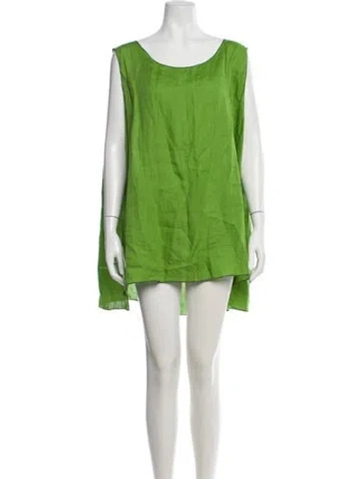 Pre-owned Marina Rinaldi Linen Mini Dress In Green