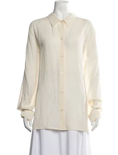 Pre-owned Marina Rinaldi Linen Patterned Blouse In Neutrals