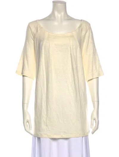 Pre-owned Marina Rinaldi Linen Scoop Neck Tunic In Yellow