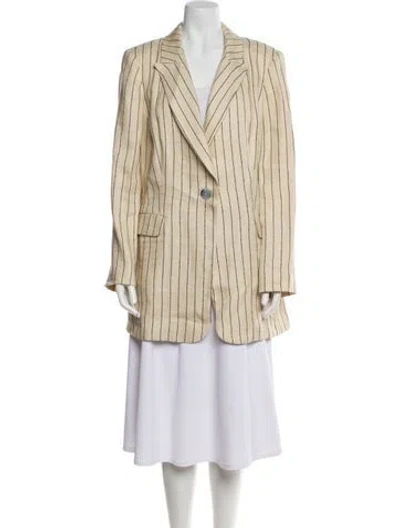 Pre-owned Marina Rinaldi Linen Striped Coat In Neutral