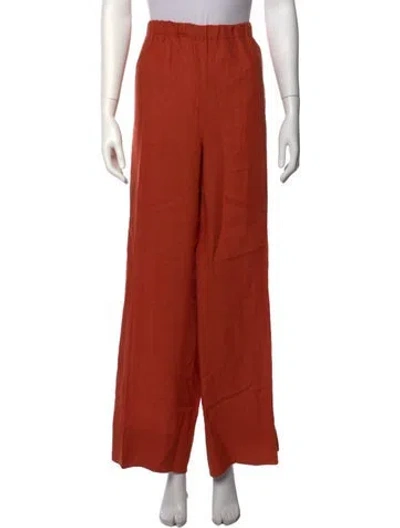 Pre-owned Marina Rinaldi Linen Wide Leg Pants In Orange