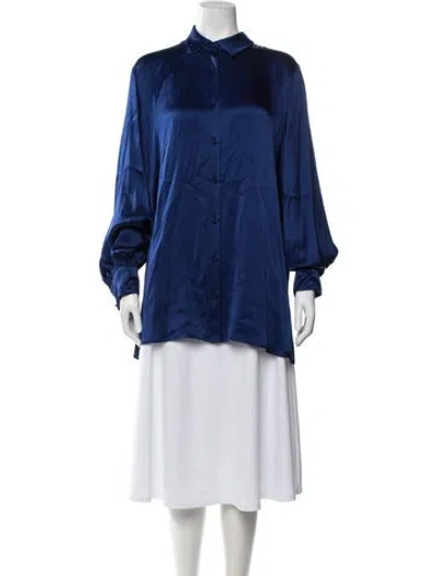 Pre-owned Marina Rinaldi Long Sleeve Blouse In Blue