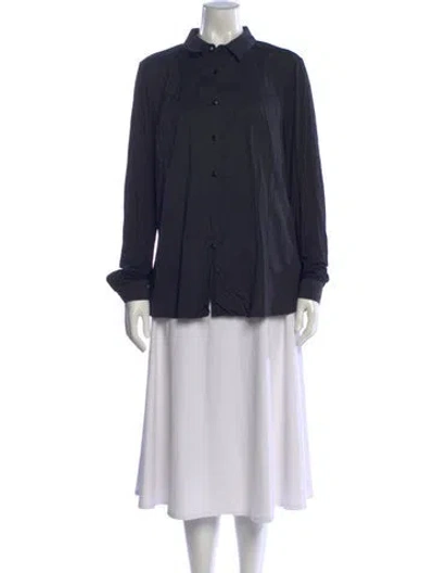Pre-owned Marina Rinaldi Long Sleeve Button-up Top In Blue