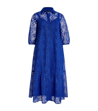Marina Rinaldi Macramé Shirt Dress In Blue