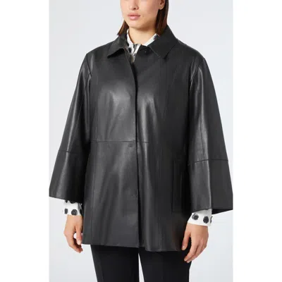 Marina Rinaldi Magico Leather Jacket In Black