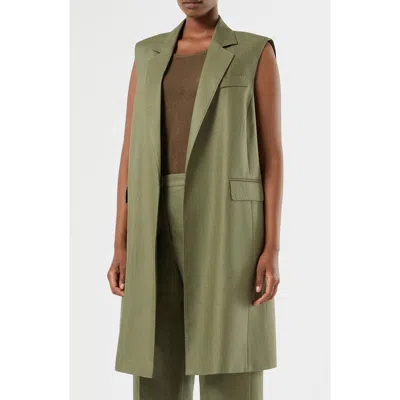 Marina Rinaldi Mallo Long Linen Vest In Green