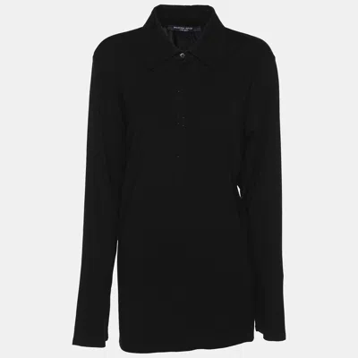 Marina Rinaldi Marina Sport By  Black Jersey Embellished Collar Full Sleeve T-shirt