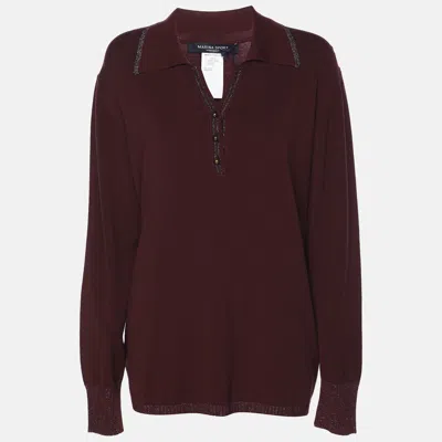 Pre-owned Marina Rinaldi Marina Sport By  Burgundy Jersey Sweatshirt L