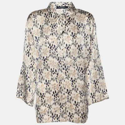 Pre-owned Marina Rinaldi Marina Sport By  Multicolor Printed Silk Button Front Shirt L