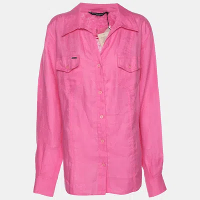 Marina Rinaldi Marina Sport By  Pink Linen Button Front Shirt