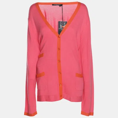 Pre-owned Marina Rinaldi Marina Sport By  Pink/orange Silk Knit Full Sleeve Sweater L