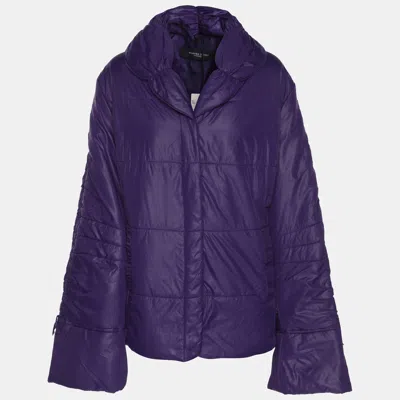 Marina Rinaldi Marina Sport By  Purple Quilted Nylon Open Neck Jacket