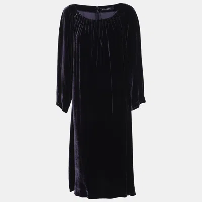 Marina Rinaldi Marina Sport By  Purple Velvet Pleated Long Sleeve Mini Dress