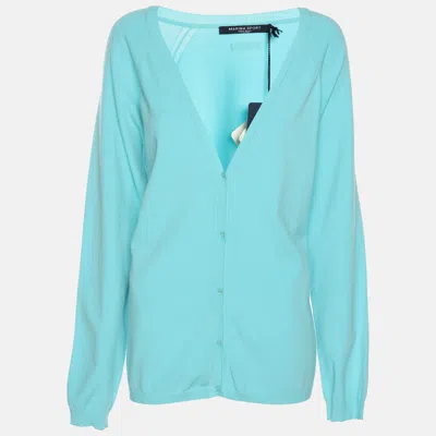 Pre-owned Marina Rinaldi Marina Sport By  Sky Blue Knit Full Sleeve Sweater L