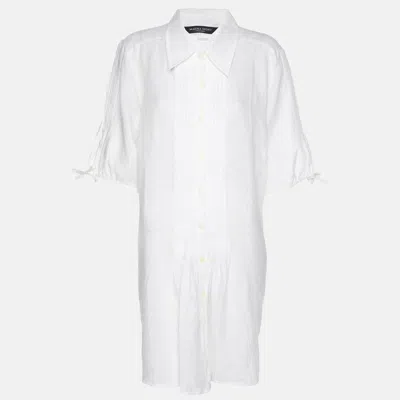 Pre-owned Marina Rinaldi Marina Sport By  White Linen Dress L