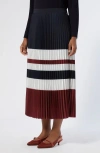 Marina Rinaldi Master Colorblock Pleated Crêpe De Chine Skirt In Multi