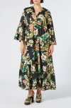 MARINA RINALDI MARINA RINALDI MEDEOLA FLORAL PRINT RUFFLE HEM MAXI DRESS