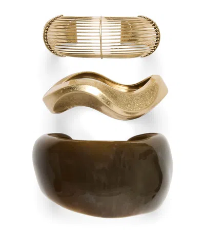 Marina Rinaldi Metal And Resin Bracelets In Yellow
